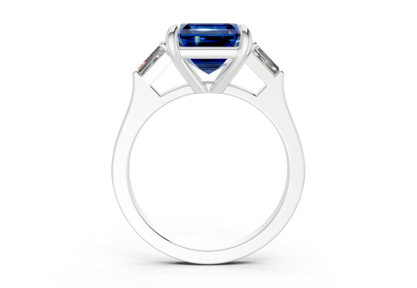 Isla Sapphire Gemstone Three Stone Asscher Cut 1.8mm Engagement Ring
