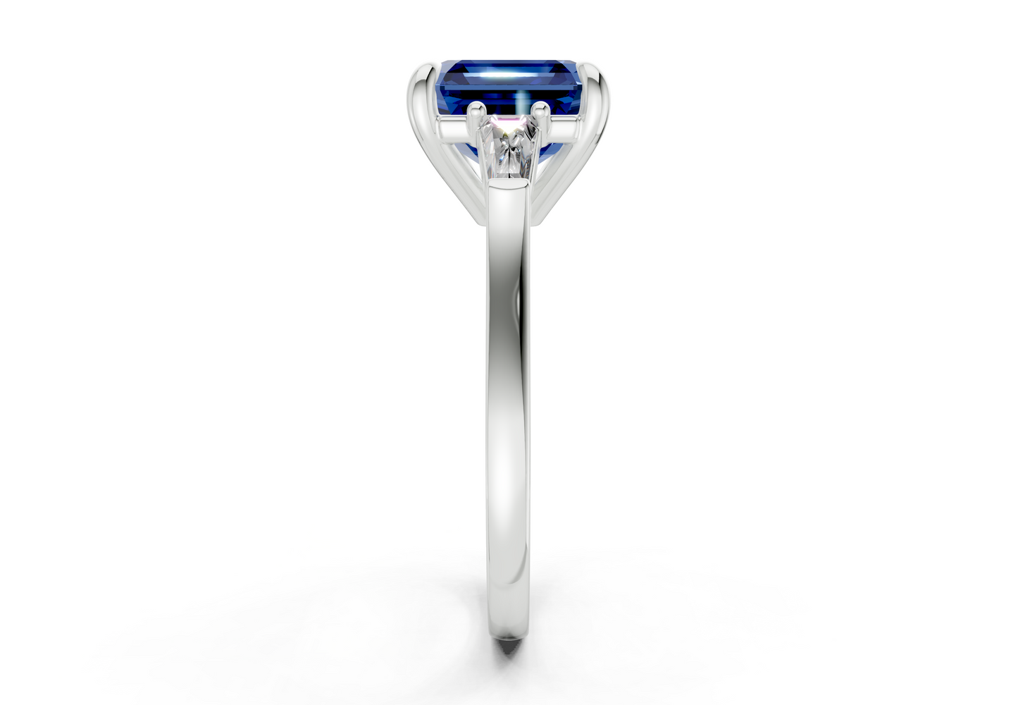Isla Sapphire Gemstone Three Stone Asscher Cut 1.8mm Engagement Ring