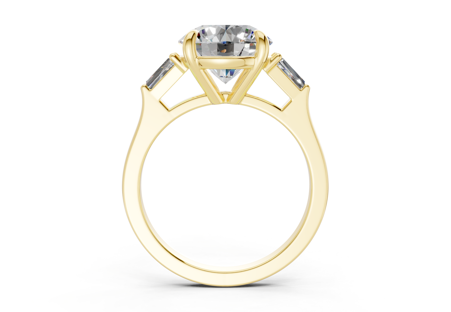 Isla Diamond Three Stone Round Cut 1.8mm Engagement Ring