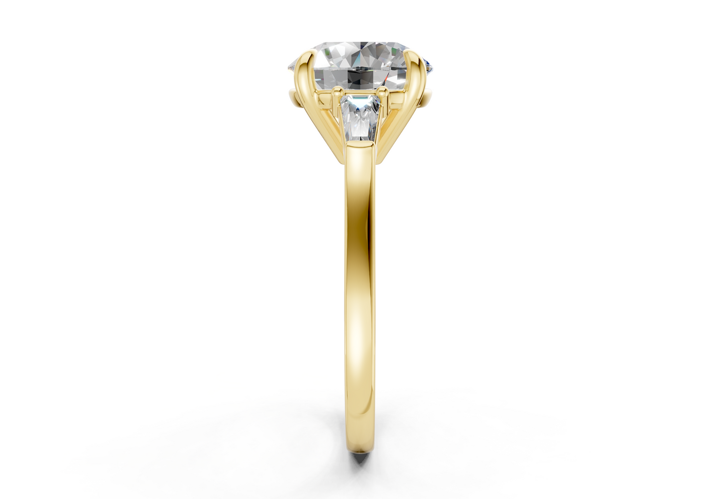 Isla Diamond Three Stone Round Cut 1.8mm Engagement Ring