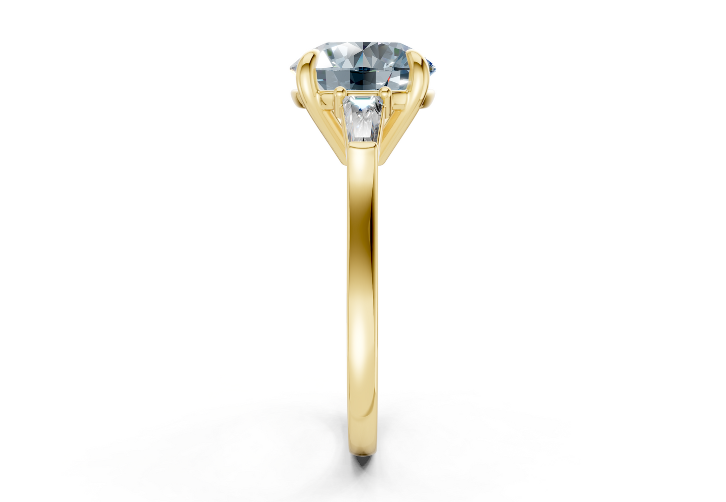 Isla Blue Diamond Three Stone Round Cut 1.8mm Engagement Ring