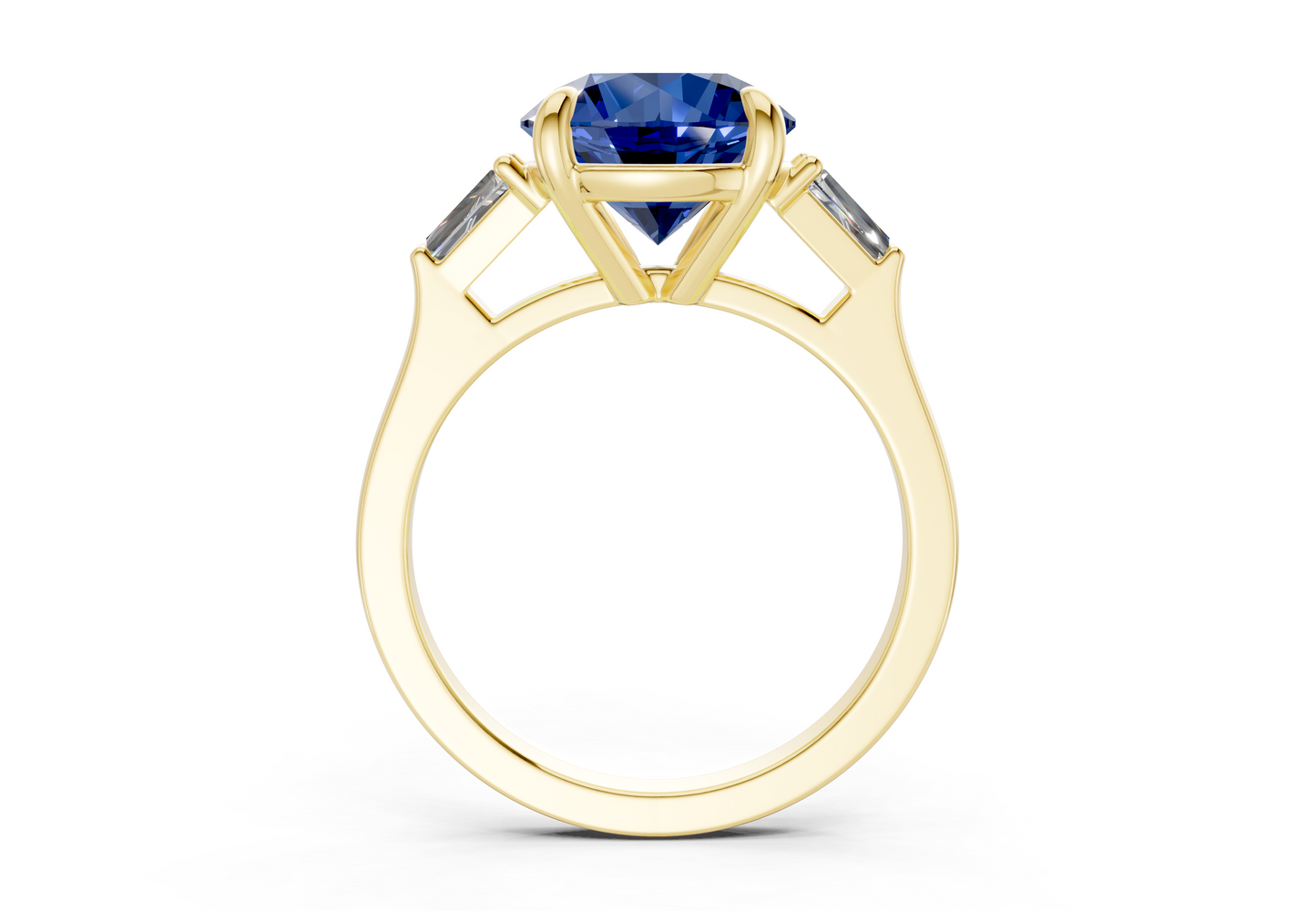 Isla Sapphire Gemstone Three Stone Round Cut 1.8mm Engagement Ring