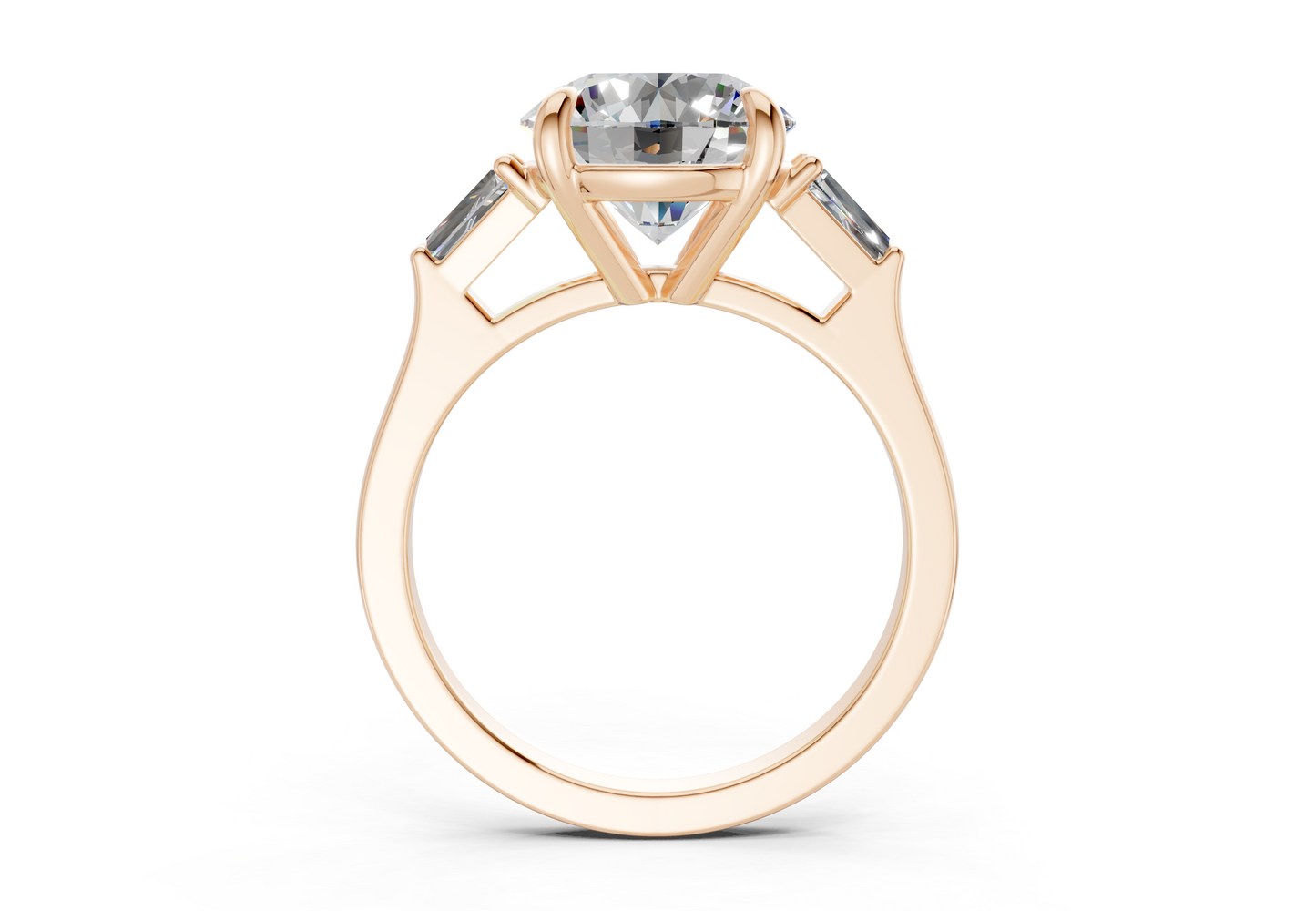 Isla Diamond Three Stone Round Cut 1.8mm Engagement Ring