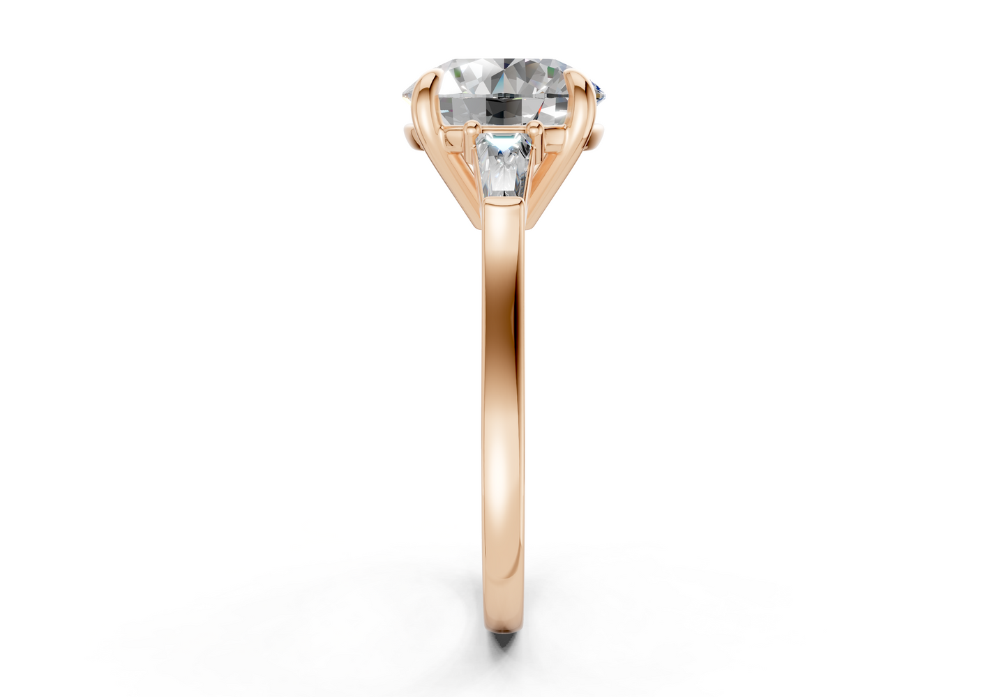 Isla Diamond Three Stone Round Cut 1.8mm Engagement Ring