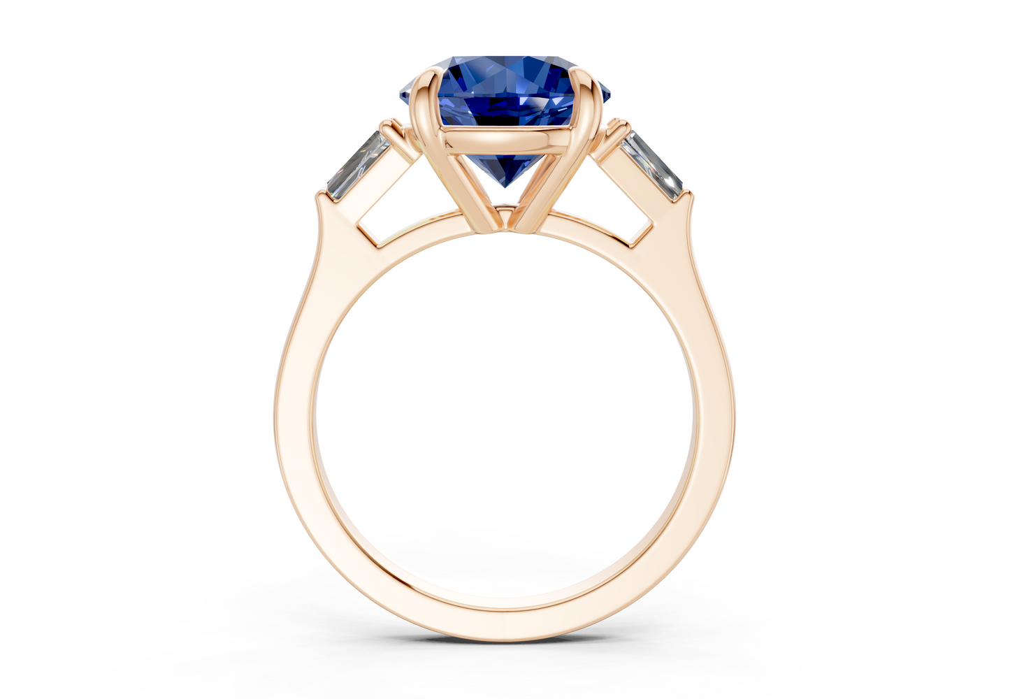 Isla Sapphire Gemstone Three Stone Round Cut 1.8mm Engagement Ring