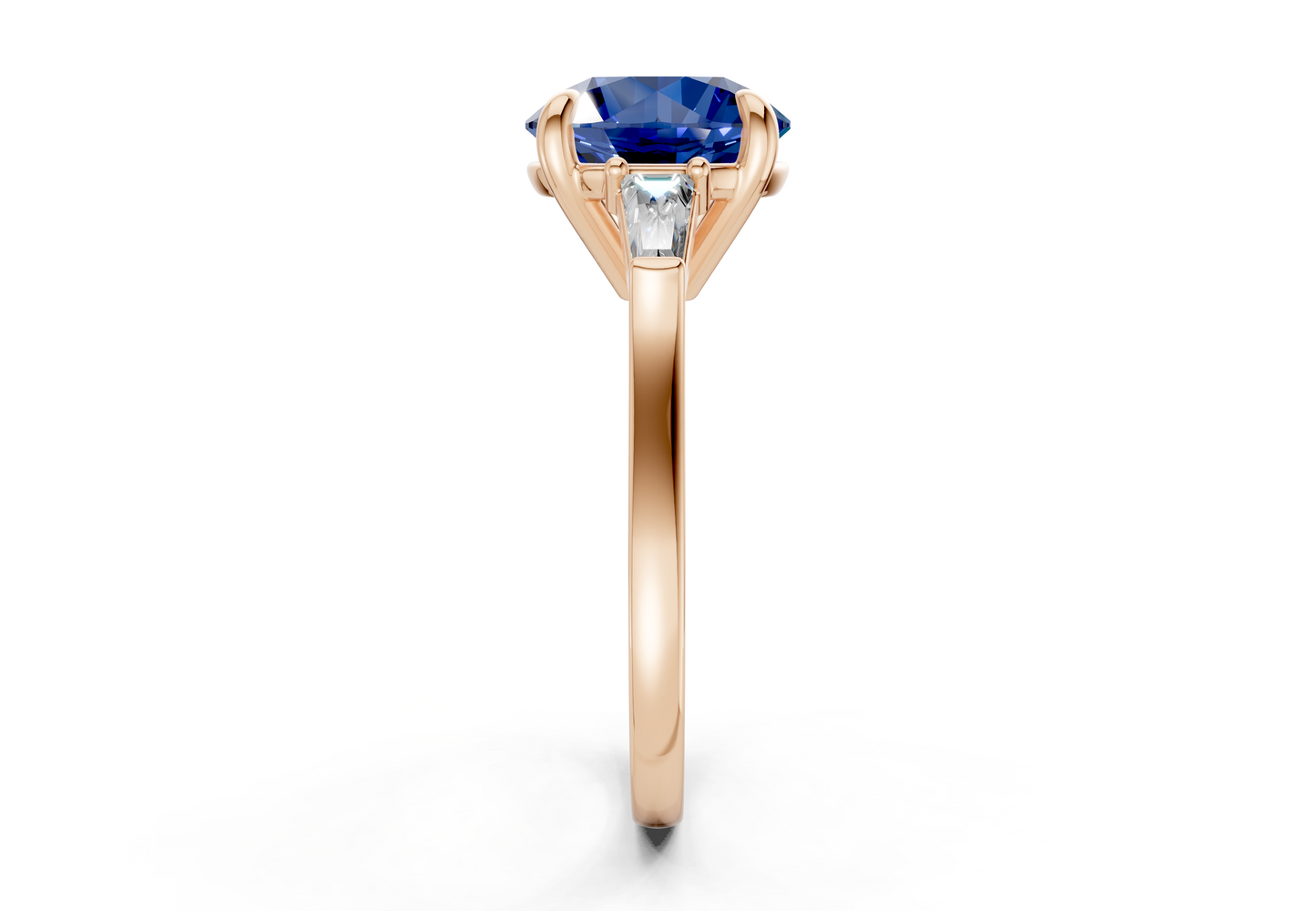 Isla Sapphire Gemstone Three Stone Round Cut 1.8mm Engagement Ring