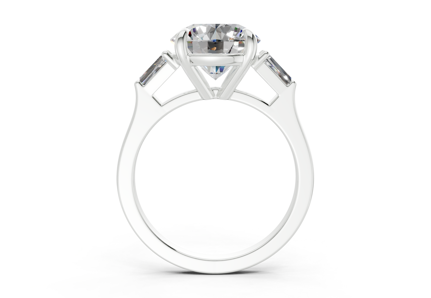 Isla Diamond Three Stone Round Cut 1.8mm Engagement Ring