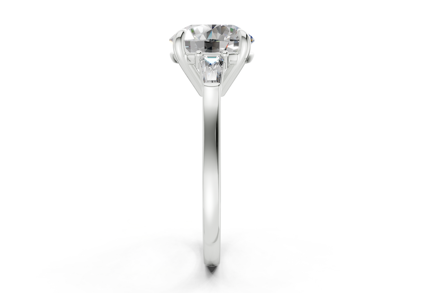 Isla Diamond Three Stone Round Cut 1.8mm Engagement Ring
