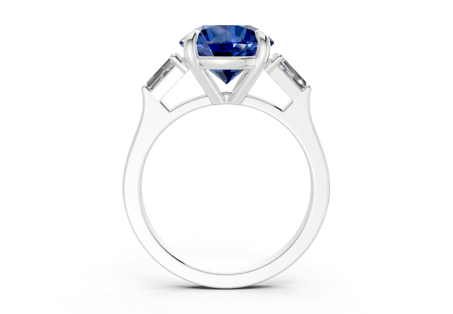 Isla Sapphire Gemstone Three Stone Round Cut 1.8mm Engagement Ring