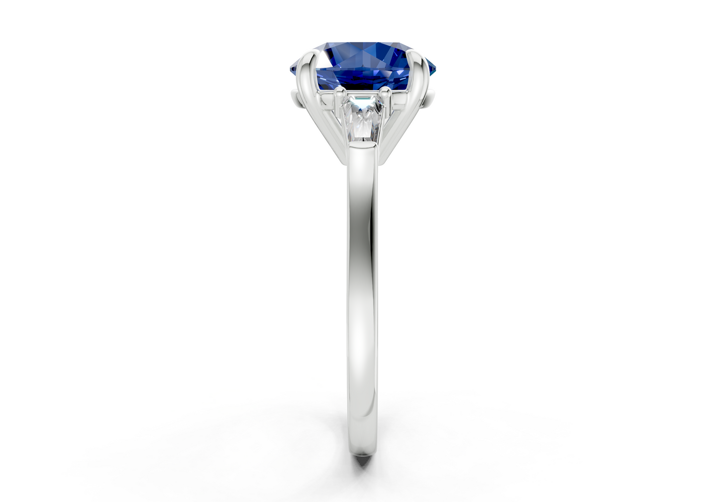 Isla Sapphire Gemstone Three Stone Round Cut 1.8mm Engagement Ring