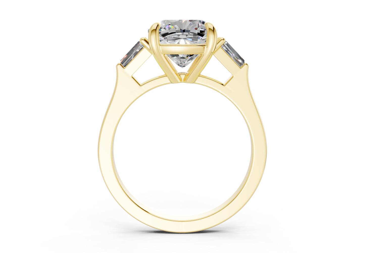 Isla Diamond Three Stone Cushion Square Cut 1.8mm Engagement Ring