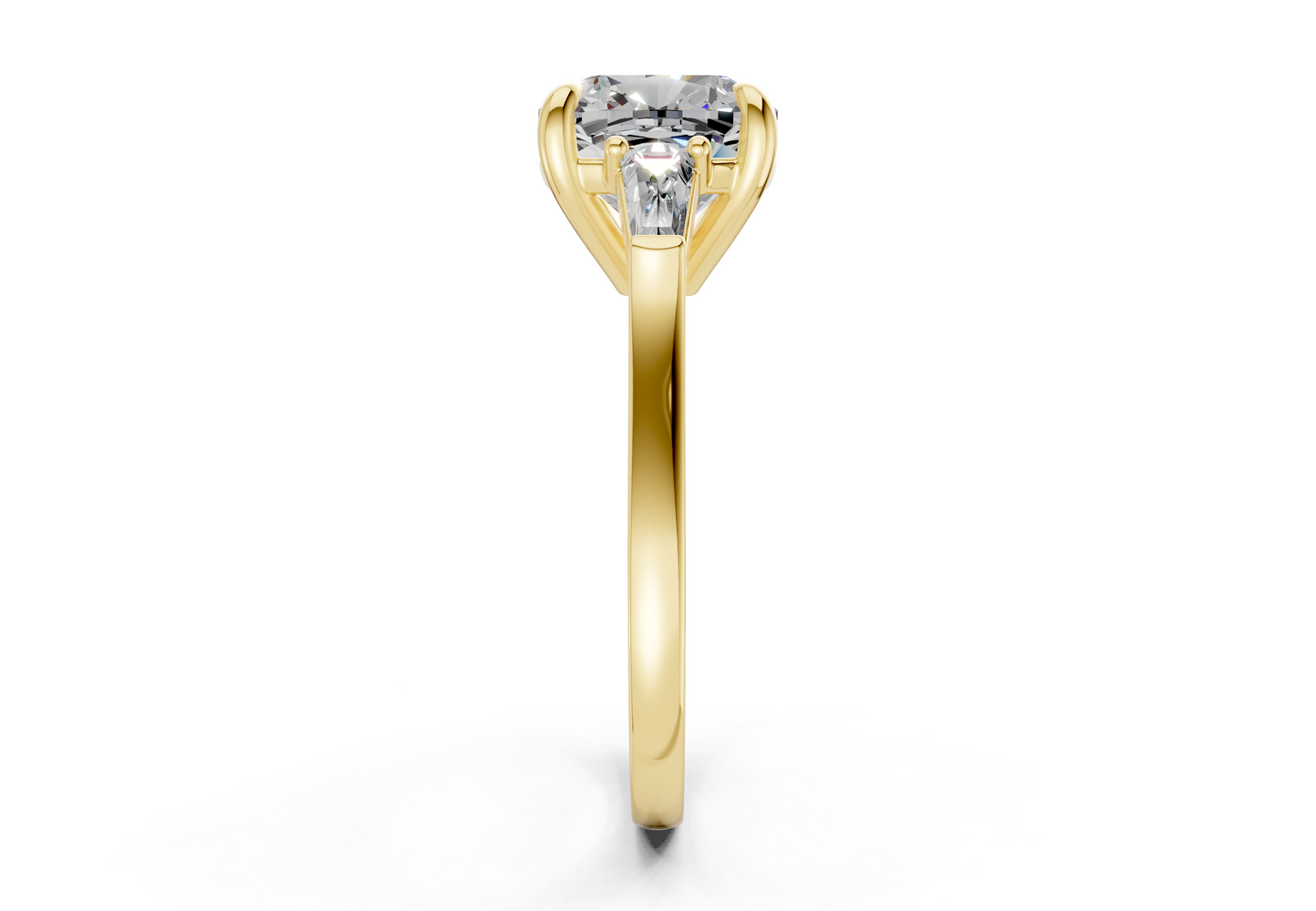 Isla Diamond Three Stone Cushion Square Cut 1.8mm Engagement Ring