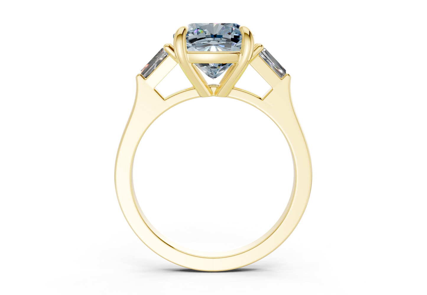 Isla Blue Diamond Three Stone Cushion Square Cut 1.8mm Engagement Ring