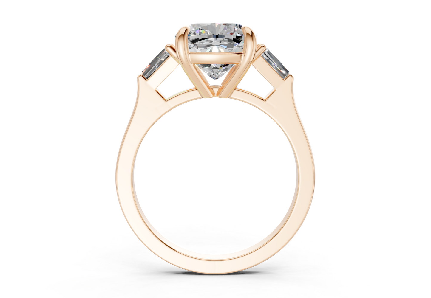 Isla Diamond Three Stone Cushion Square Cut 1.8mm Engagement Ring