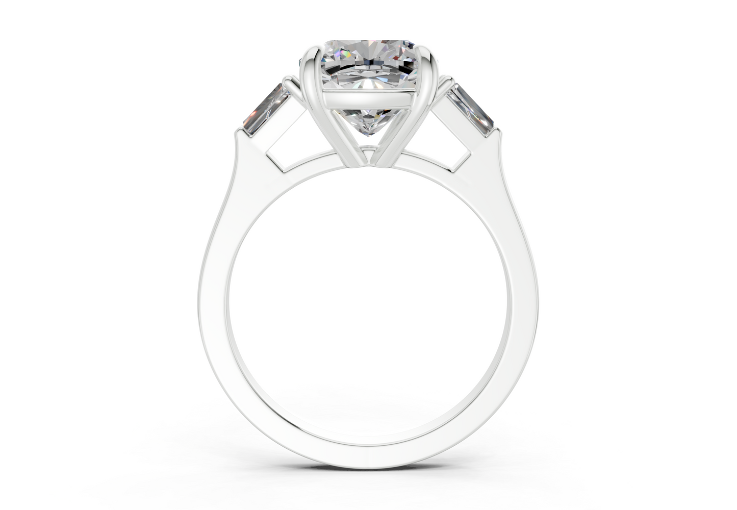 Isla Diamond Three Stone Cushion Square Cut 1.8mm Engagement Ring