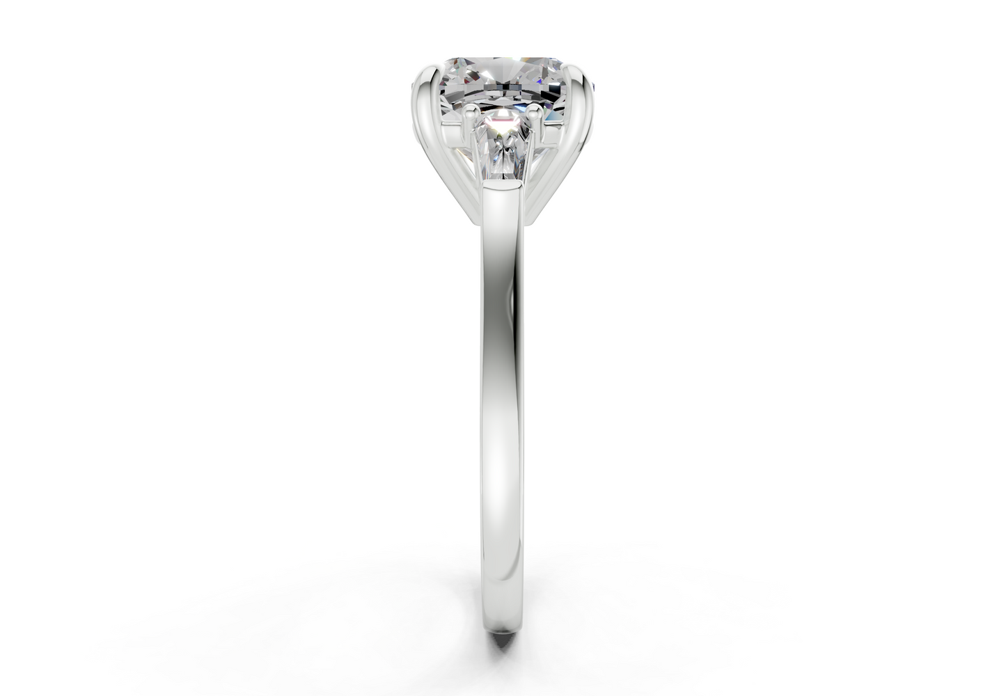 Isla Diamond Three Stone Cushion Square Cut 1.8mm Engagement Ring