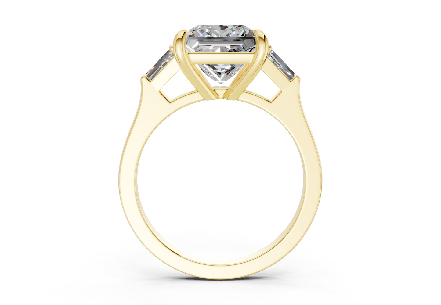 Isla Diamond Three Stone Princess Cut 1.8mm Engagement Ring