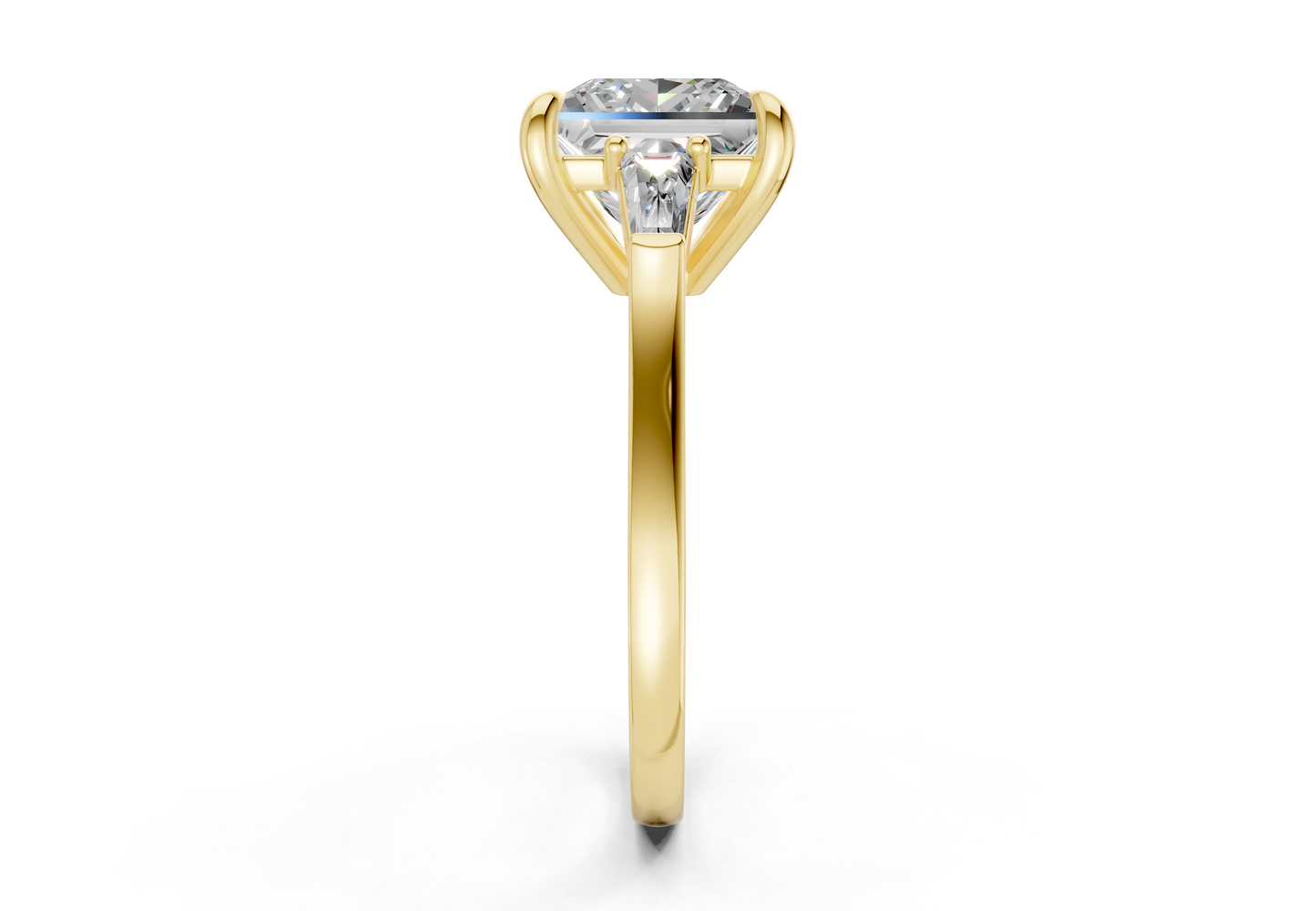 Isla Diamond Three Stone Princess Cut 1.8mm Engagement Ring