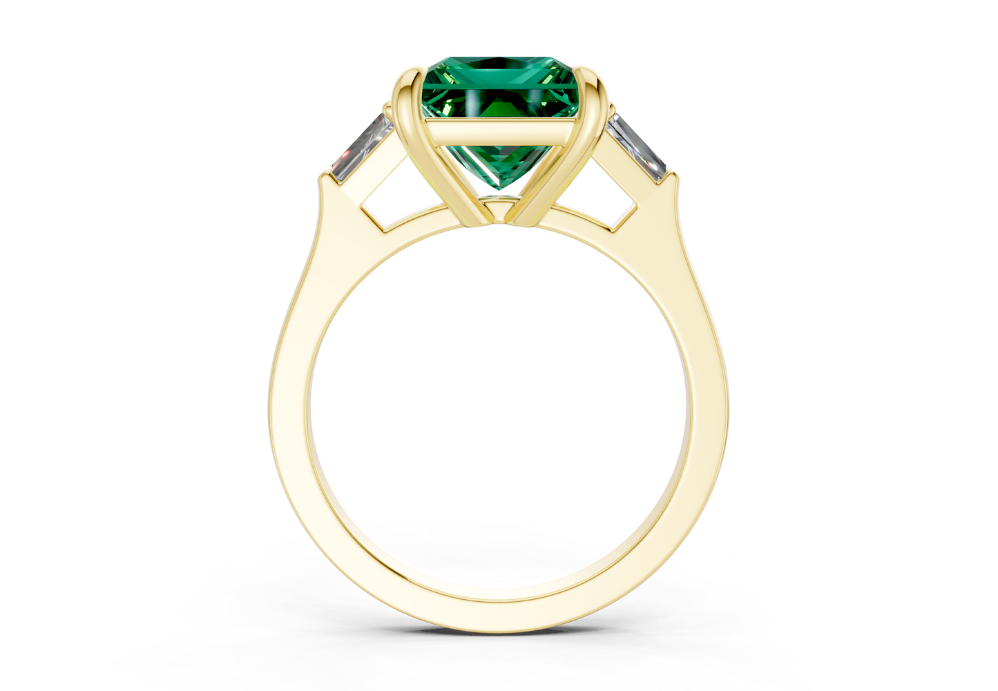 Isla Emerald Gemstone Three Stone Princess Cut 1.8mm Engagement Ring