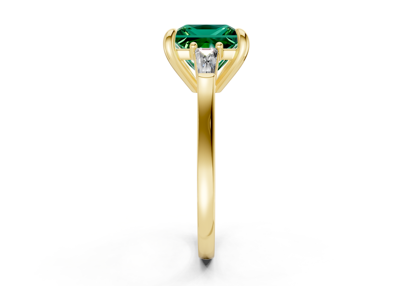 Isla Emerald Gemstone Three Stone Princess Cut 1.8mm Engagement Ring
