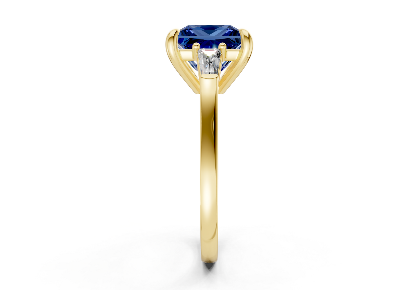 Isla Sapphire Gemstone Three Stone Princess Cut 1.8mm Engagement Ring
