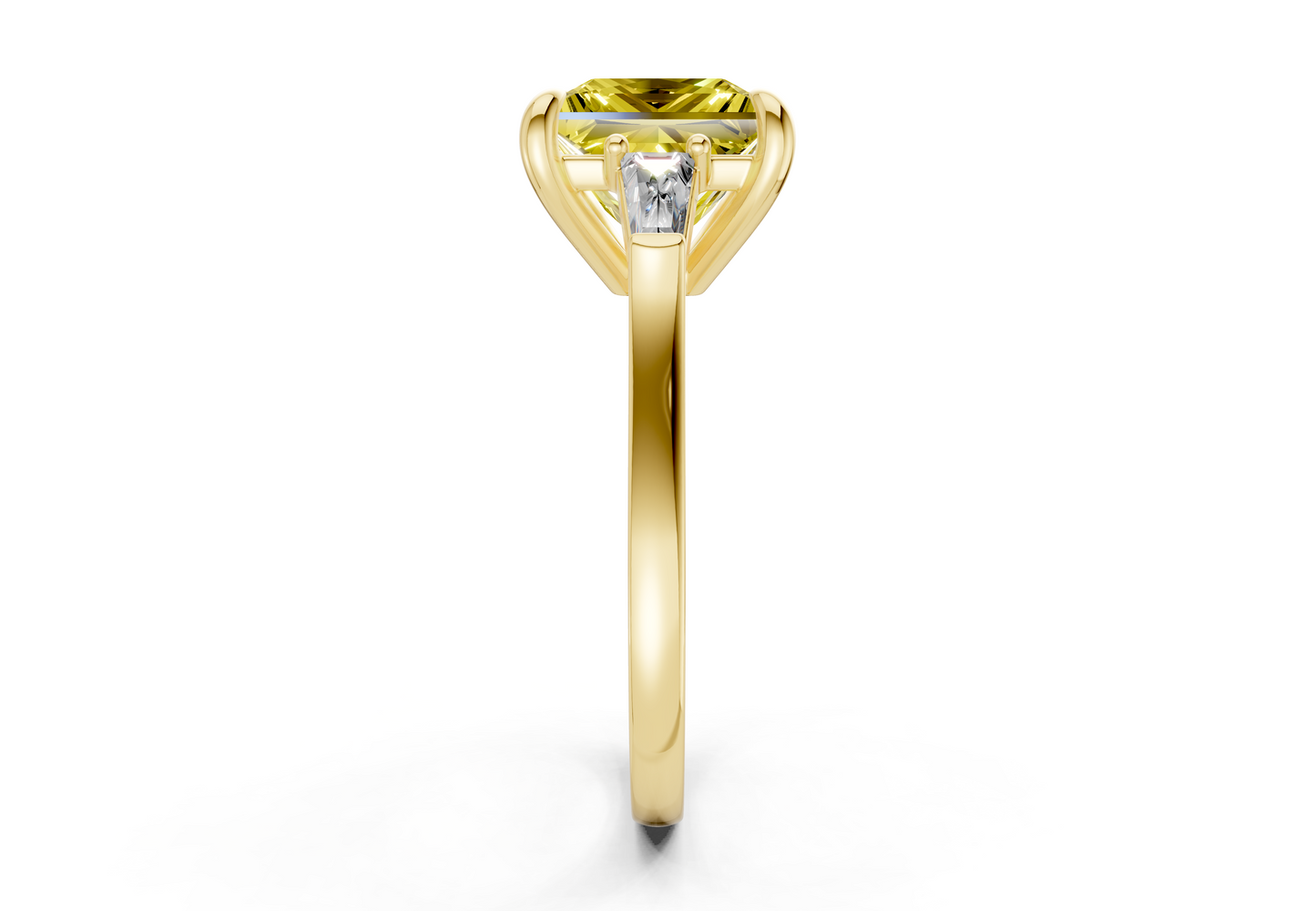 Isla Yellow Diamond Three Stone Princess Cut 1.8mm Engagement Ring