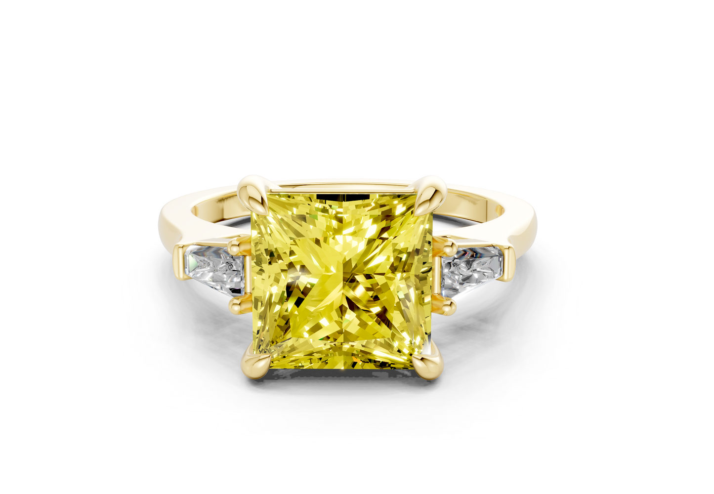 Isla Yellow Diamond Three Stone Princess Cut 1.8mm Engagement Ring