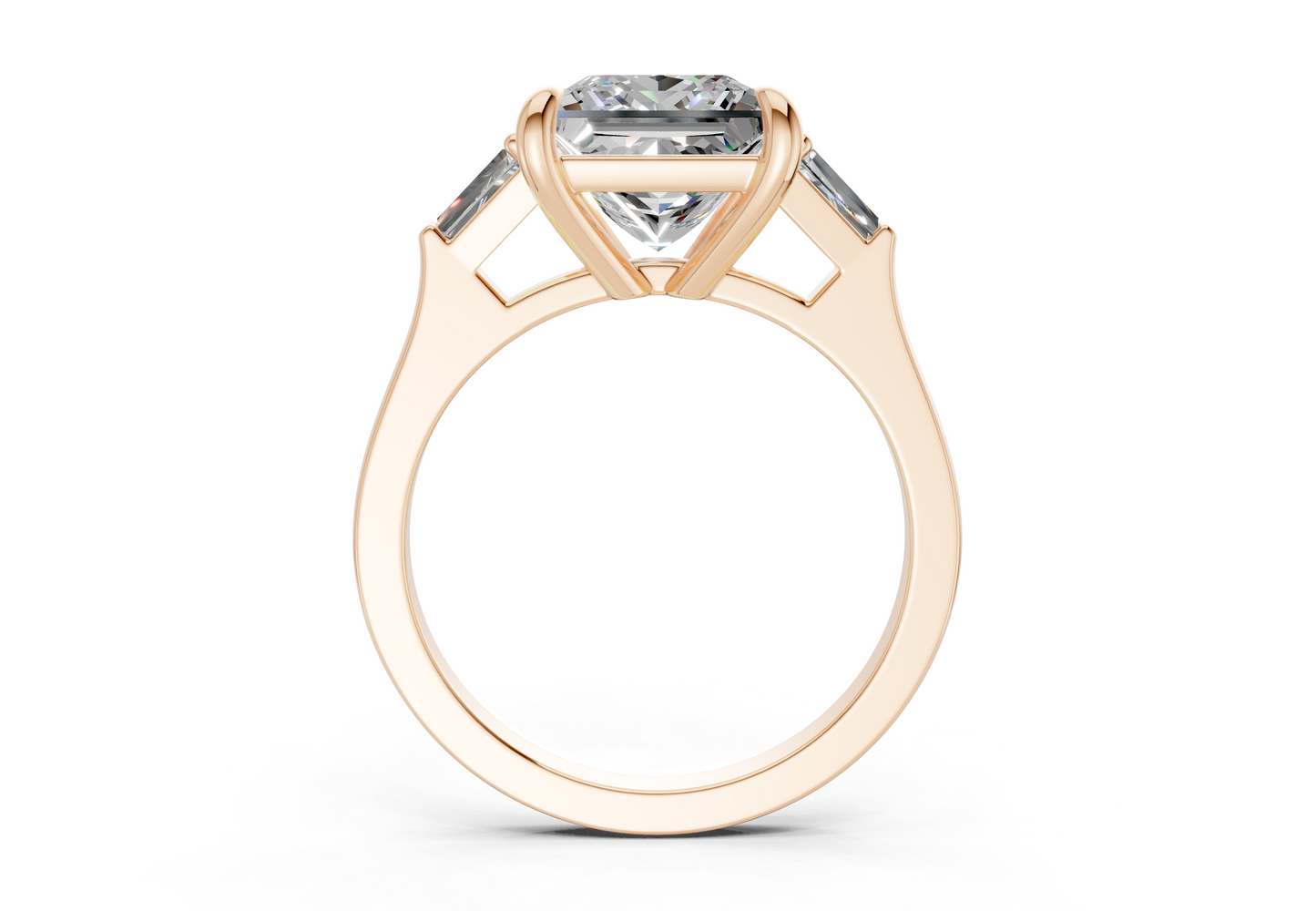 Isla Diamond Three Stone Princess Cut 1.8mm Engagement Ring