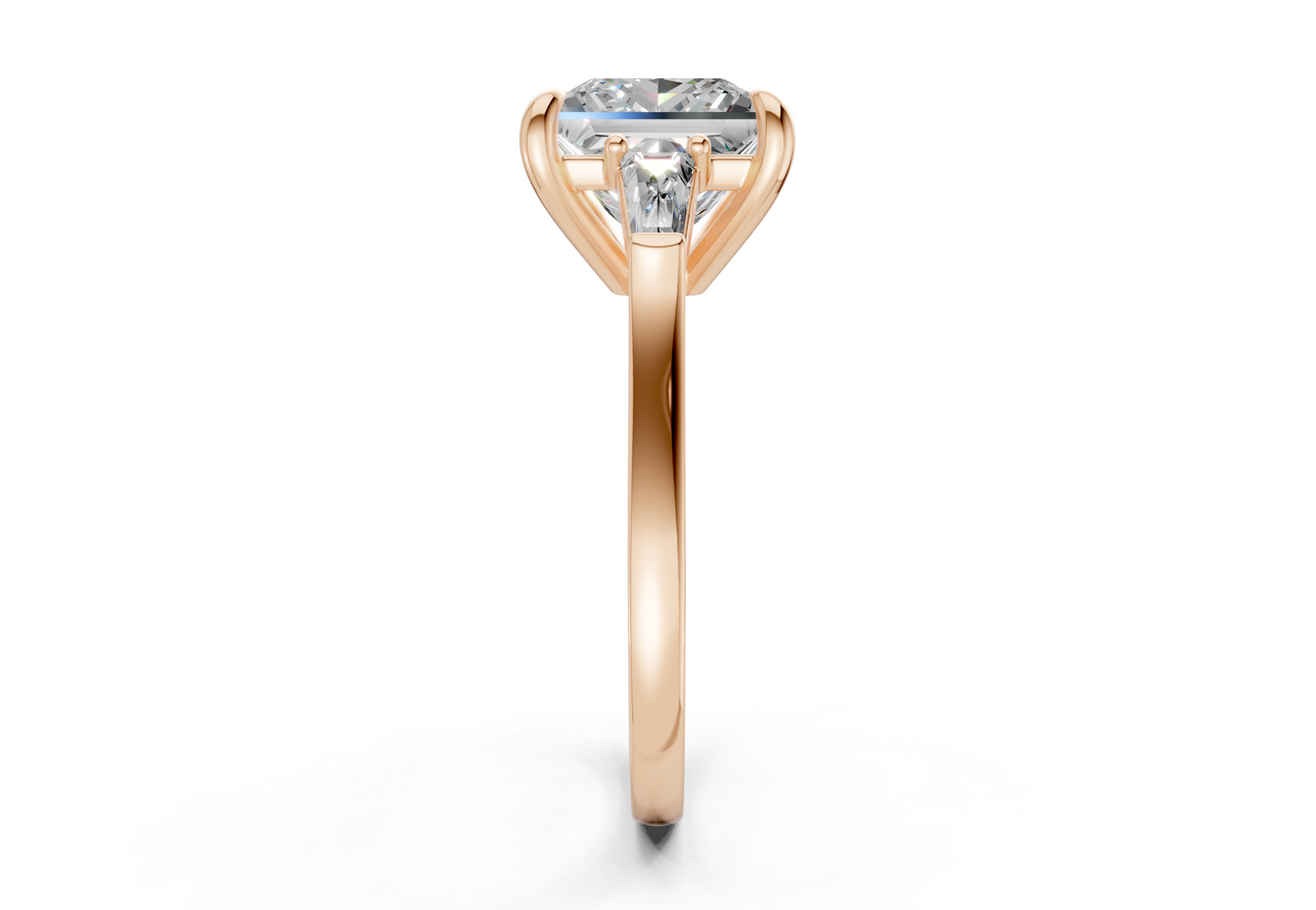 Isla Diamond Three Stone Princess Cut 1.8mm Engagement Ring