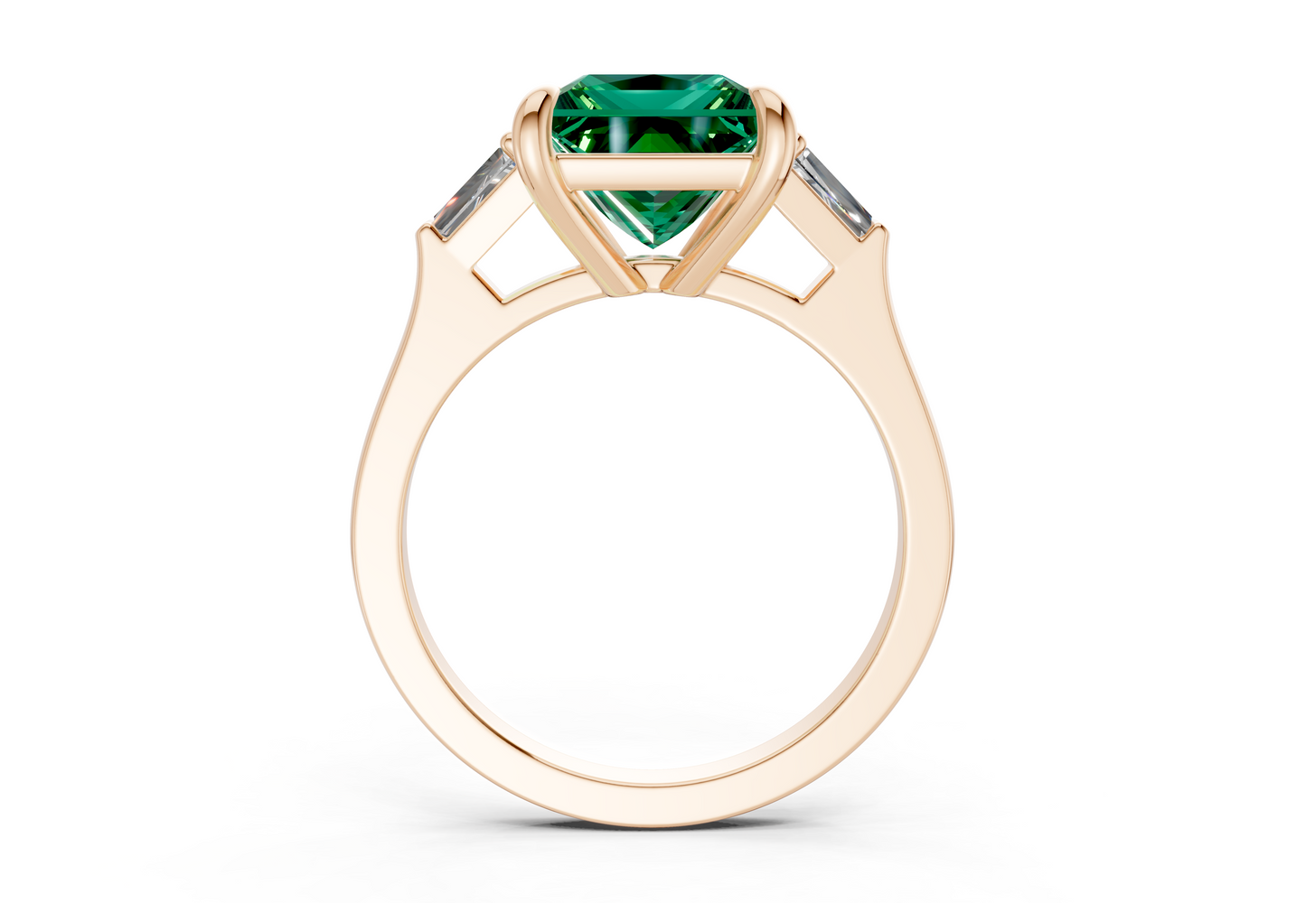 Isla Emerald Gemstone Three Stone Princess Cut 1.8mm Engagement Ring