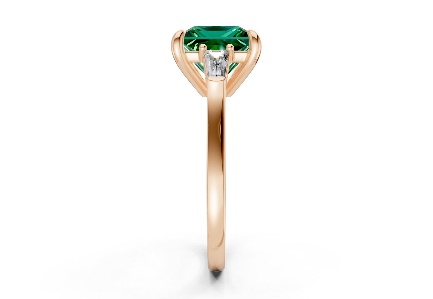 Isla Emerald Gemstone Three Stone Princess Cut 1.8mm Engagement Ring