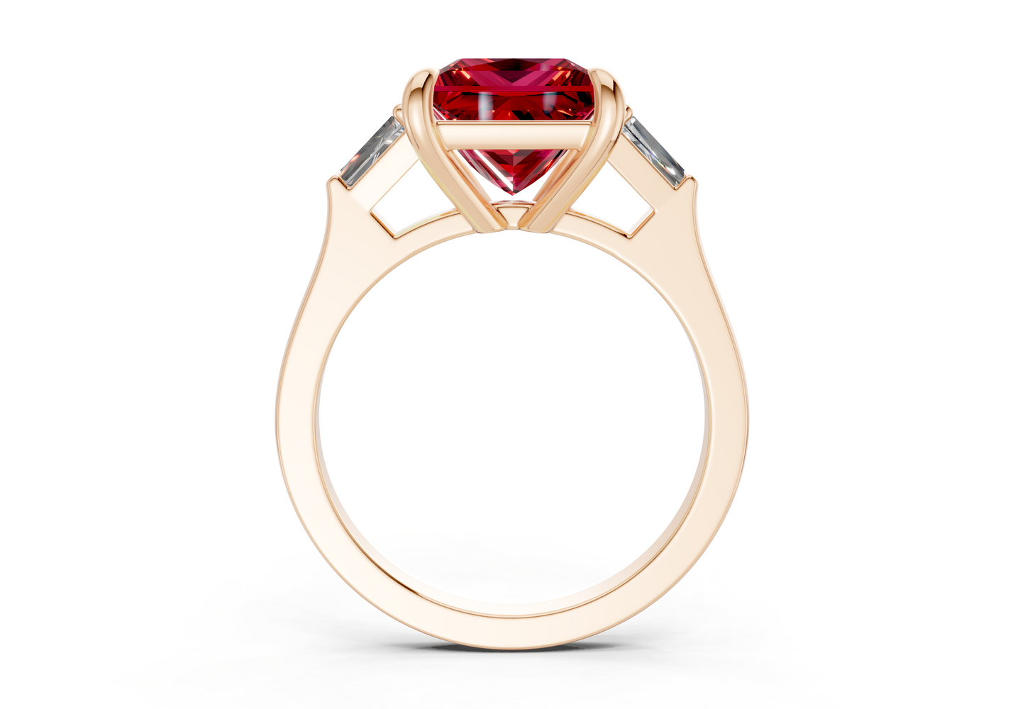 Isla Ruby Gemstone Three Stone Princess Cut 1.8mm Engagement Ring