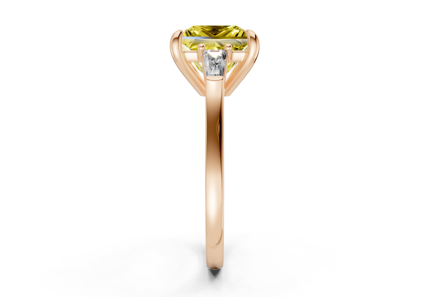 Isla Yellow Diamond Three Stone Princess Cut 1.8mm Engagement Ring