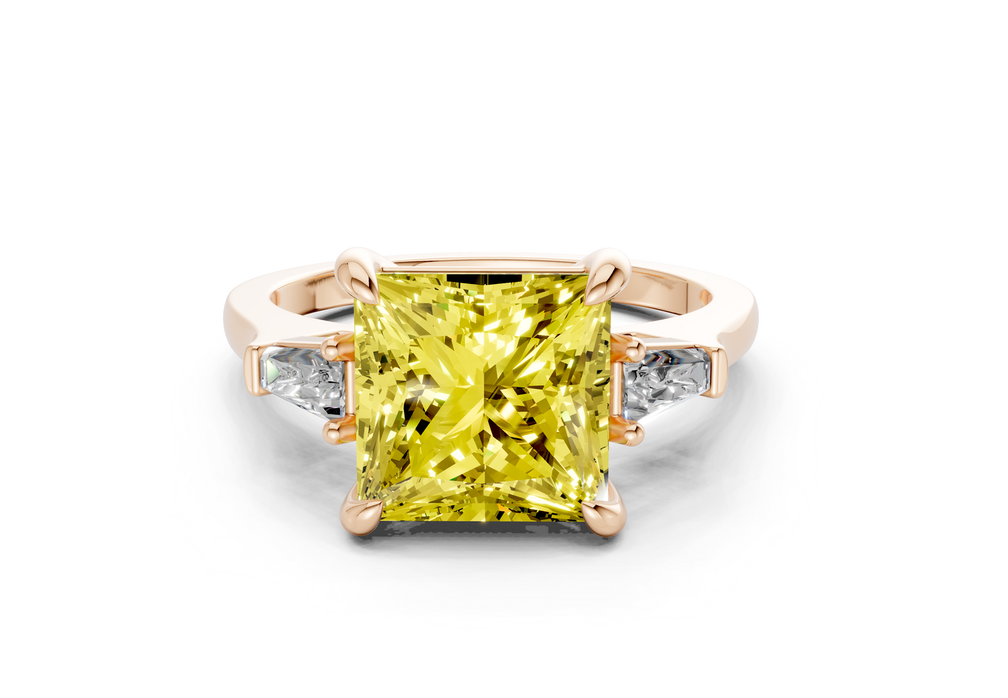 Isla Yellow Diamond Three Stone Princess Cut 1.8mm Engagement Ring