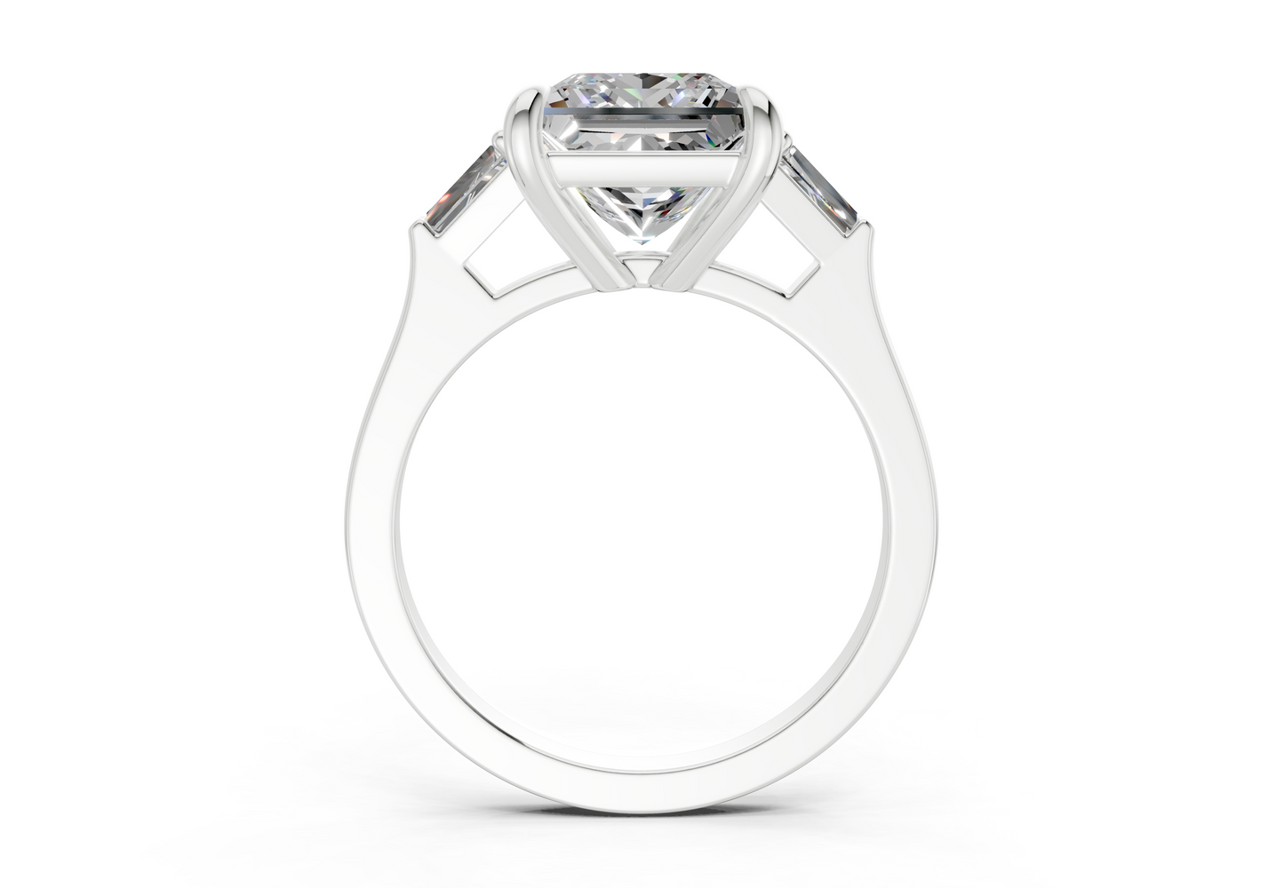 Isla Diamond Three Stone Princess Cut 1.8mm Engagement Ring