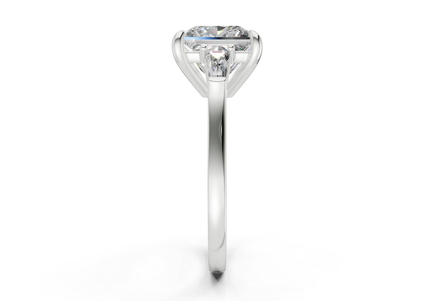 Isla Diamond Three Stone Princess Cut 1.8mm Engagement Ring