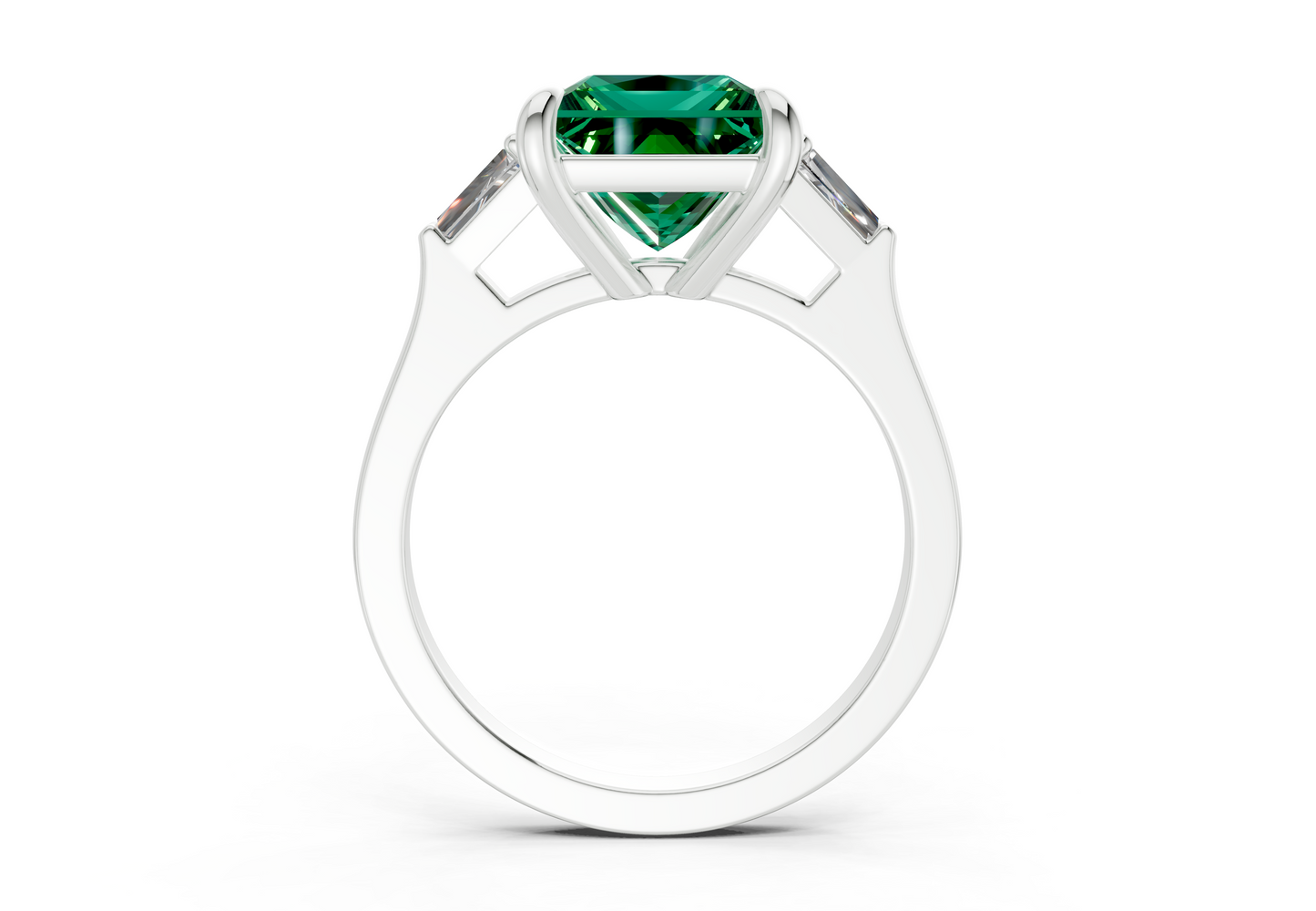 Isla Emerald Gemstone Three Stone Princess Cut 1.8mm Engagement Ring