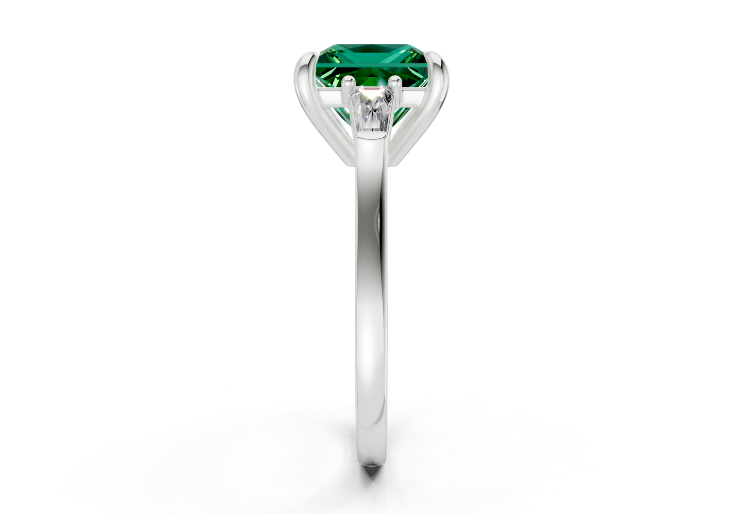 Isla Emerald Gemstone Three Stone Princess Cut 1.8mm Engagement Ring