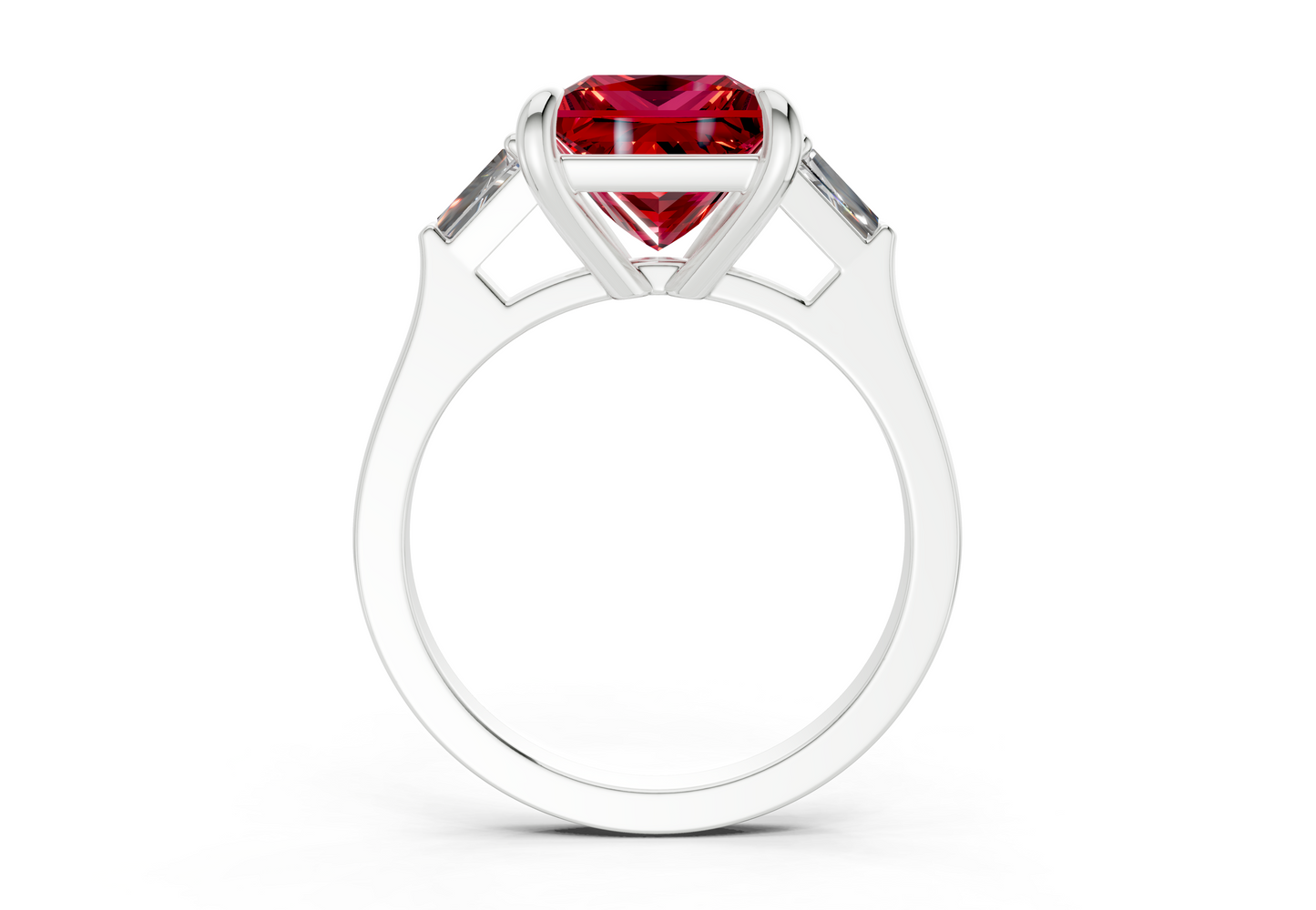 Isla Ruby Gemstone Three Stone Princess Cut 1.8mm Engagement Ring