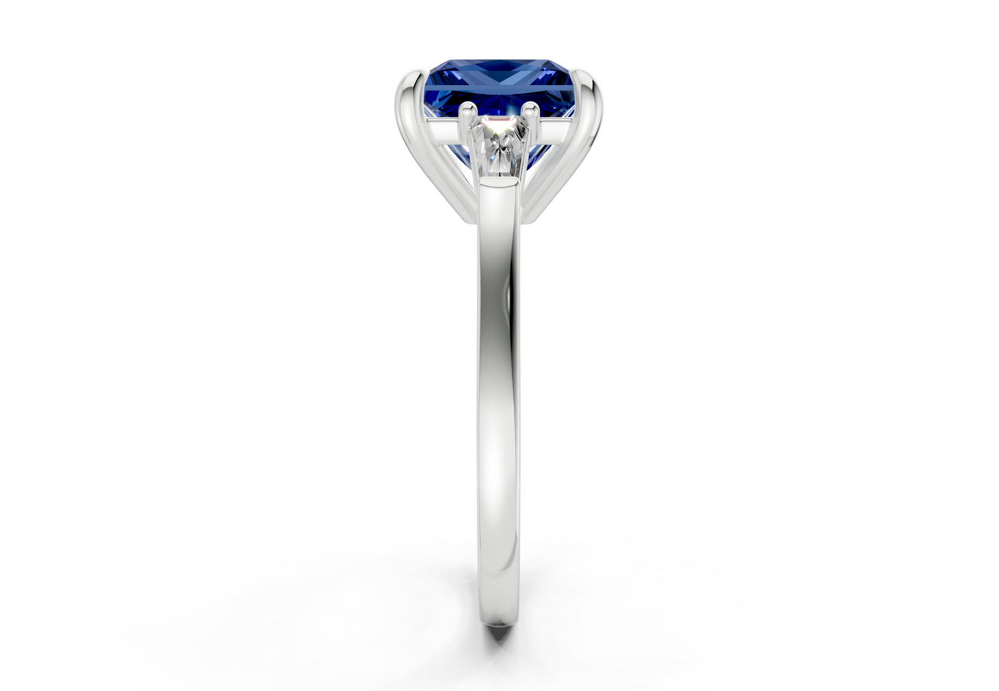 Isla Sapphire Gemstone Three Stone Princess Cut 1.8mm Engagement Ring