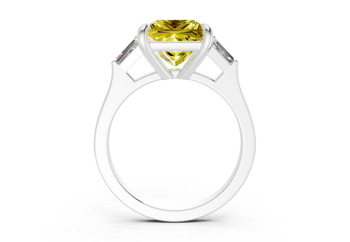 Isla Yellow Diamond Three Stone Princess Cut 1.8mm Engagement Ring