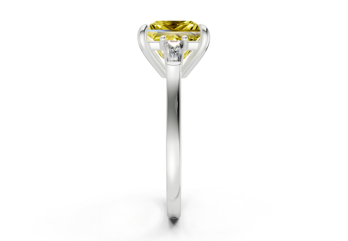 Isla Yellow Diamond Three Stone Princess Cut 1.8mm Engagement Ring