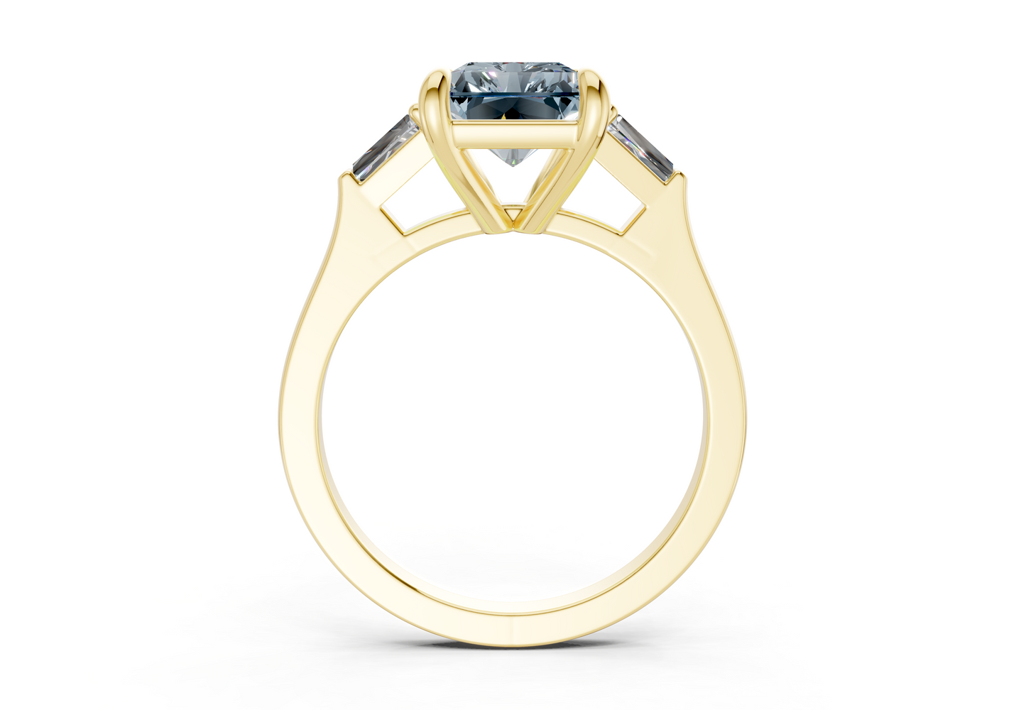 Isla Blue Diamond Three Stone Radiant Cut 1.8mm Engagement Ring
