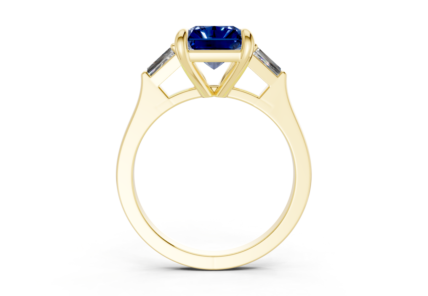 Isla Sapphire Gemstone Three Stone Radiant Cut 1.8mm Engagement Ring