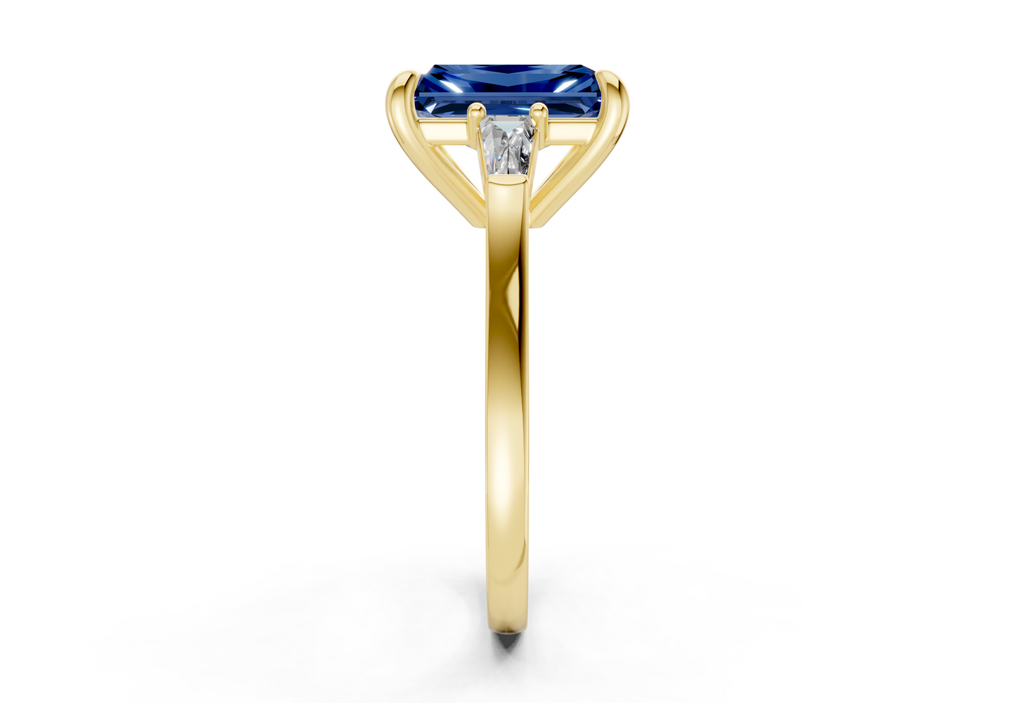 Isla Sapphire Gemstone Three Stone Radiant Cut 1.8mm Engagement Ring
