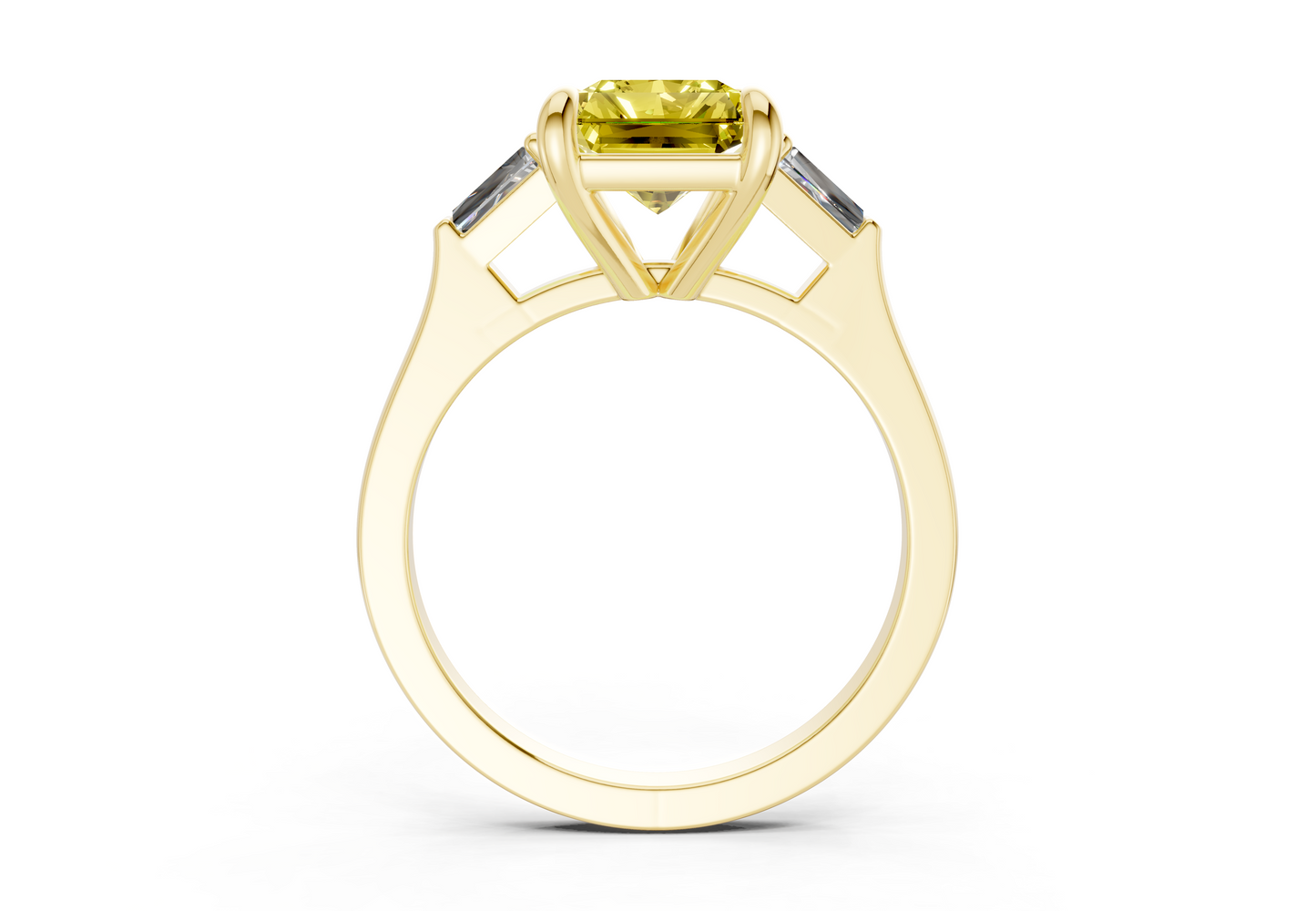 Isla Yellow Diamond Three Stone Radiant Cut 1.8mm Engagement Ring