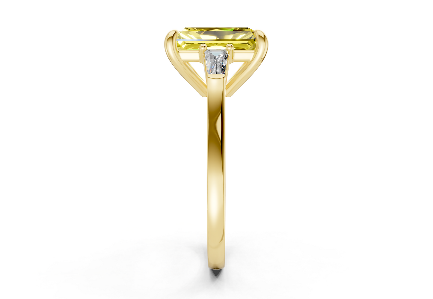 Isla Yellow Diamond Three Stone Radiant Cut 1.8mm Engagement Ring
