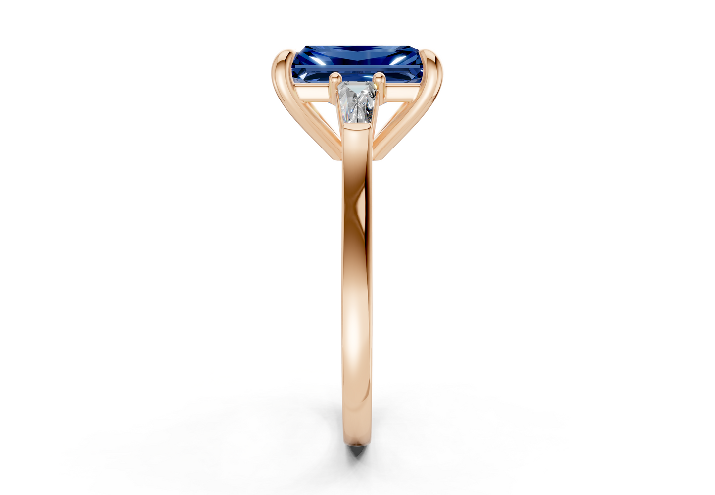 Isla Sapphire Gemstone Three Stone Radiant Cut 1.8mm Engagement Ring