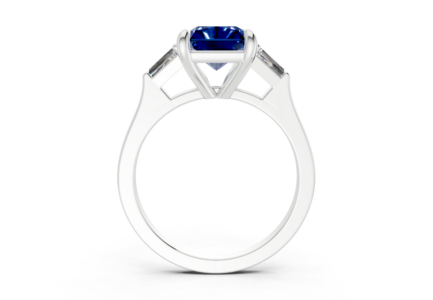 Isla Sapphire Gemstone Three Stone Radiant Cut 1.8mm Engagement Ring