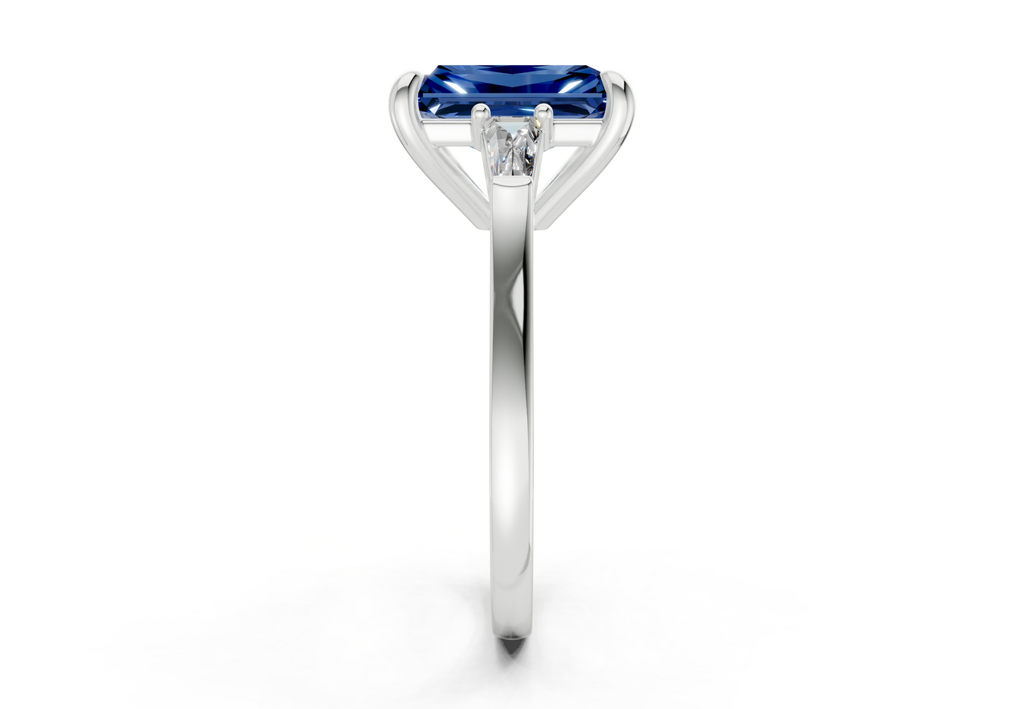 Isla Sapphire Gemstone Three Stone Radiant Cut 1.8mm Engagement Ring